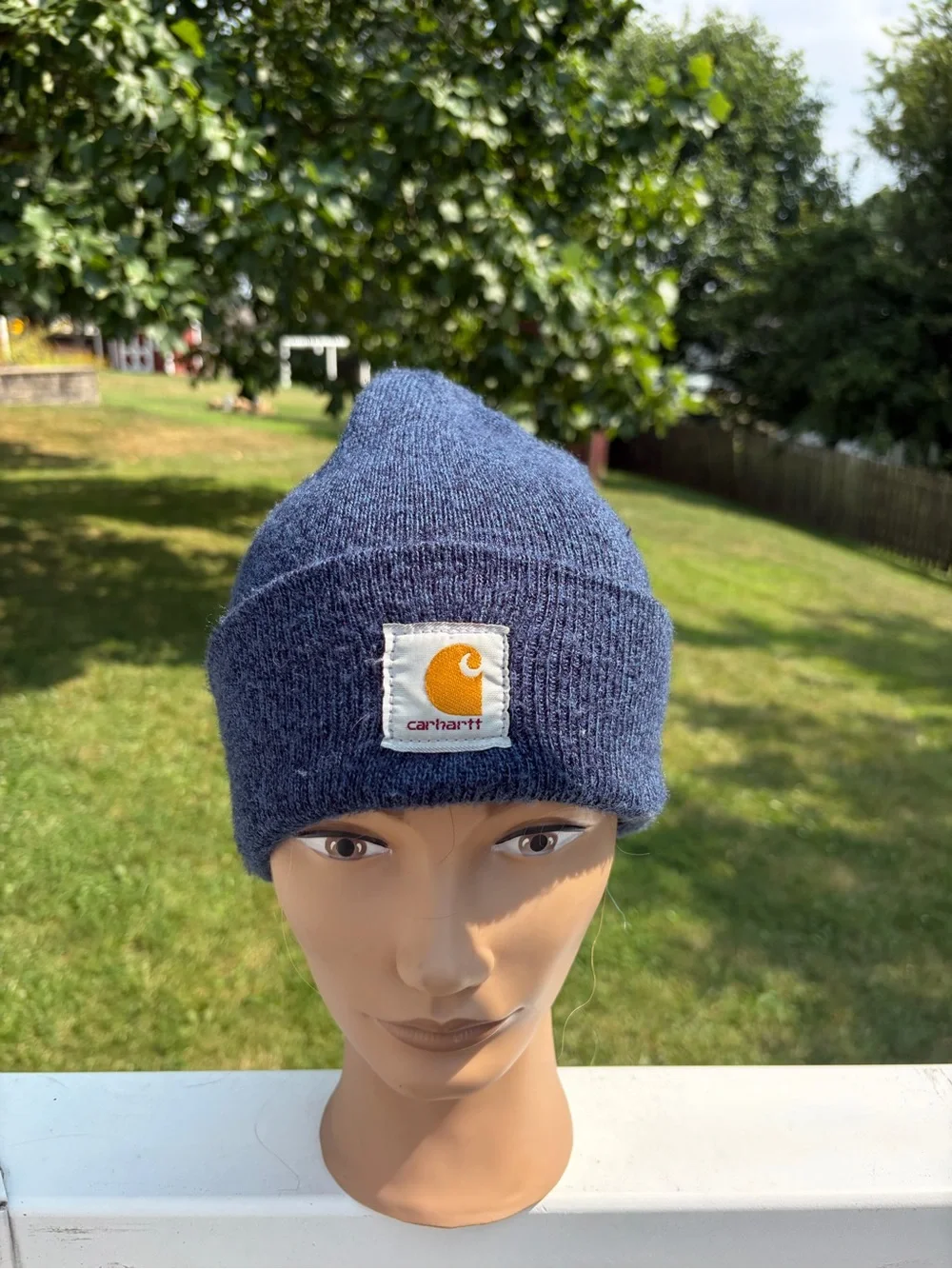 Carhartt blue speckled fold over beanie hat unisex